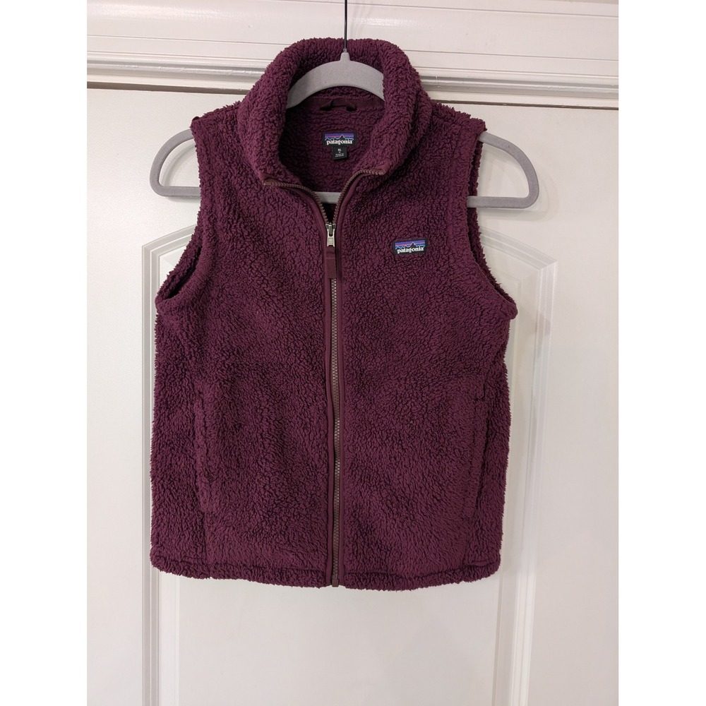 Patagonia Kids Los Gatos Fleece Vest XL 14 Purple Full Zip Sherpa outdoor fall